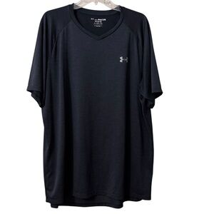 Under Armour 2XL THE TECH TEE Men's Dark Gray Black V-Neck Tee